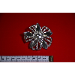 Guzik ozdobny z kryształkami w kształcie kwiatu  (srebrny)